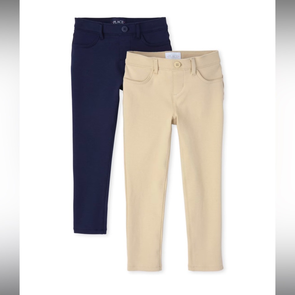 Girls Uniform Ponte Knit Pull On Jeggings Slim 2-Pack - Sandy & Tidal
